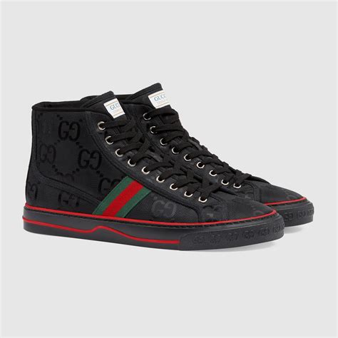 gucci black trainers mens|Gucci men sneakers high top.